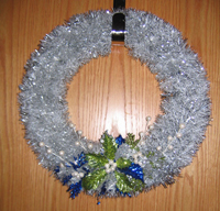 Silver Wreath with Blue and Green Adornment