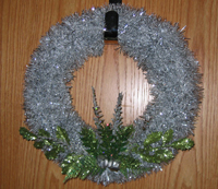 Silver Wreath with Green Adornment